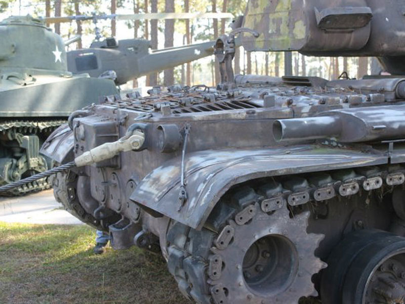 Two US Army tanks outside museum.